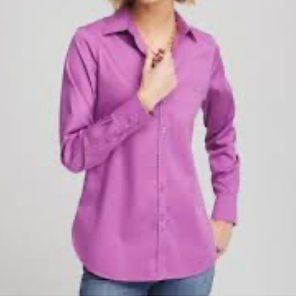 CHICO'S No Iron Stretch Sateen Shirt SIZE 3 EUC